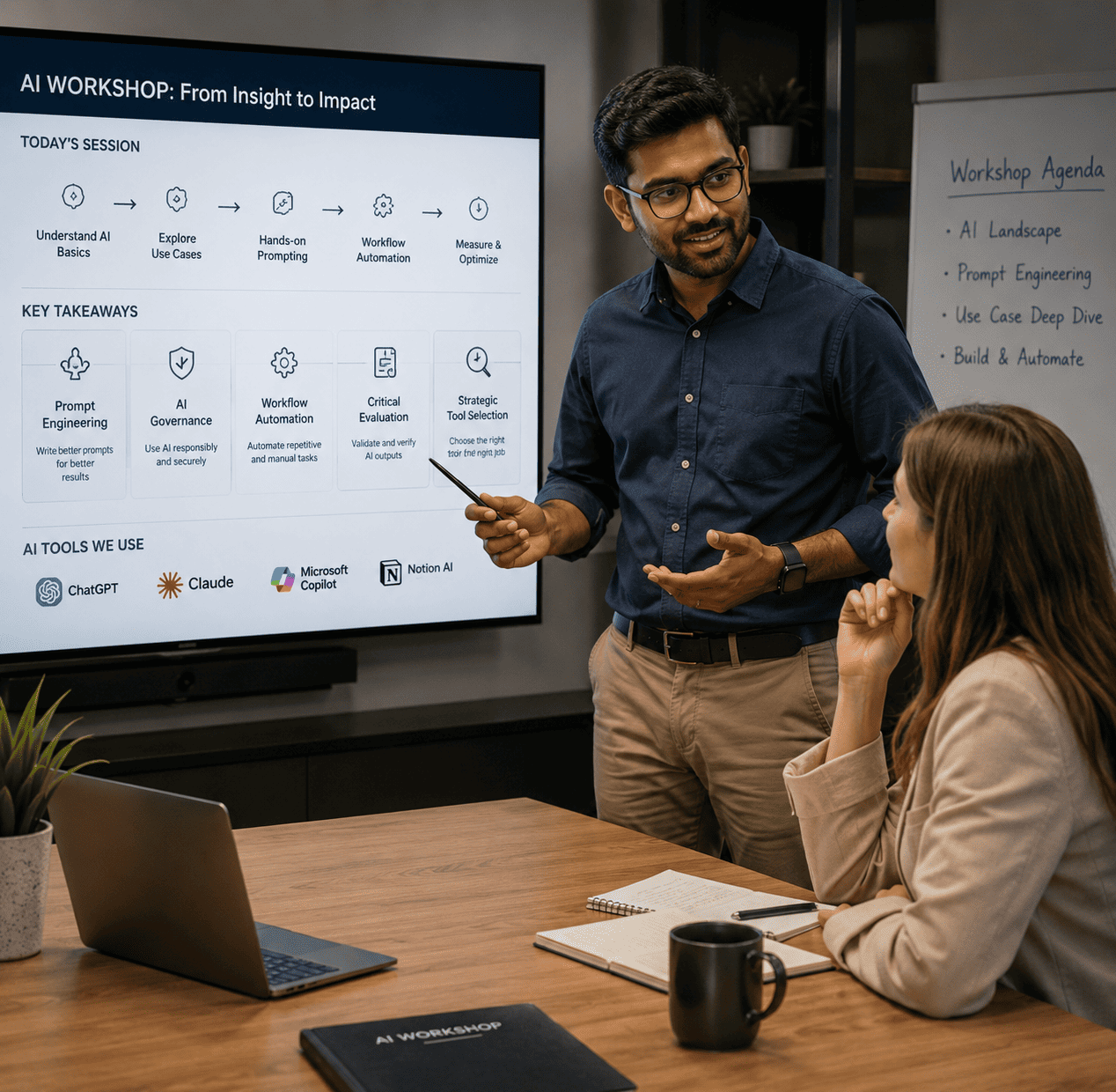 Professional team attending Dotlogics AI training workshop